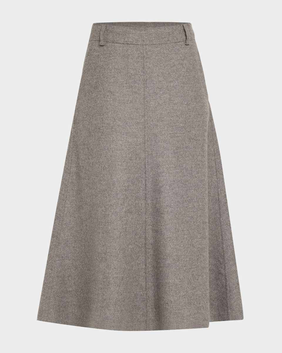 Cashmere and Wool A-Line Midi Skirt